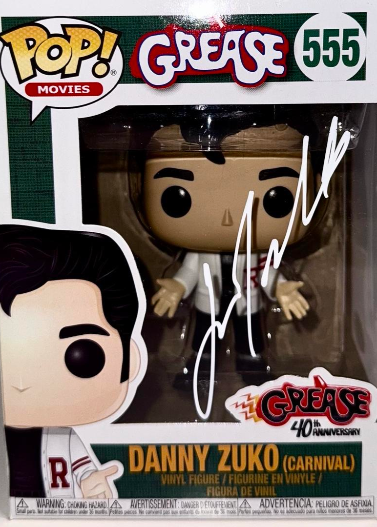 John Travolta Signed Funko Pop #555 Danny Zuko (Grease) - Beckett COA